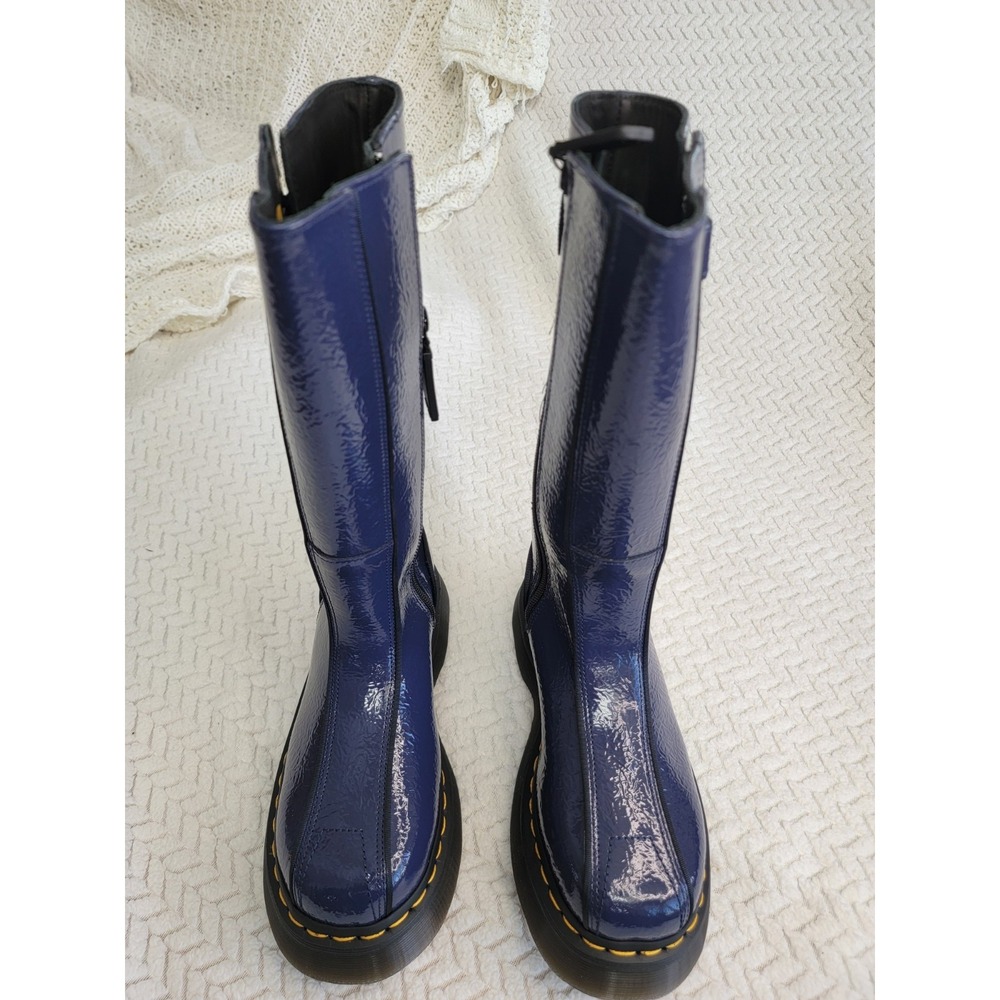 Dr. Martens BUZZ HI Tall Navy Blue Leather Riding Boots US Women's Size 5 NEW